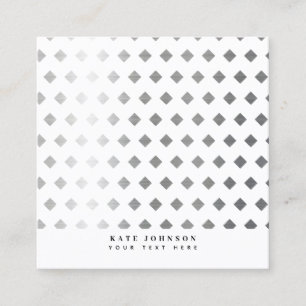 Decorative Silver Grey White Diamond Pattern Square Business Card
