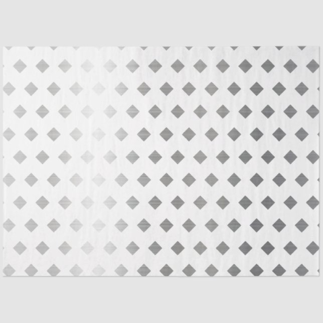 Decorative Silver Grey White Diamond Pattern Tissue Paper (Front)