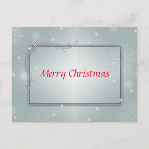 Decorative Silver Snow Blue Ball Merry Christmas Holiday Postcard
