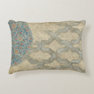 Decorative Silver Tapestry Floral Arrangement Accent Pillow