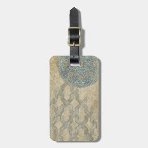 Decorative Silver Tapestry Floral Arrangement Luggage Tag