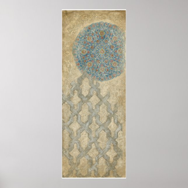 Decorative Silver Tapestry Floral Arrangement Poster (Front)