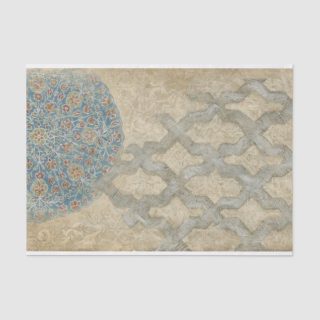 Decorative Silver Tapestry Floral Arrangement Tissue Paper (Front)