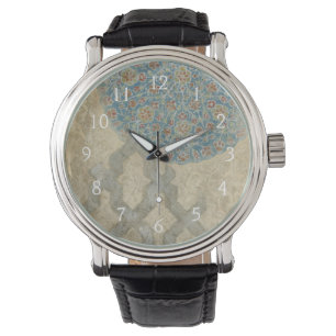 Decorative Silver Tapestry Floral Arrangement Watch