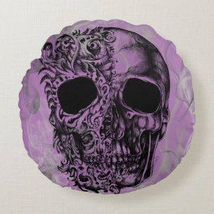 decorative skull round pillow