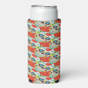 Decorative skulls, diamonds and flowers seltzer can cooler