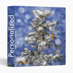 Decorative Snow Blue & White Ball Merry Christmas Binder