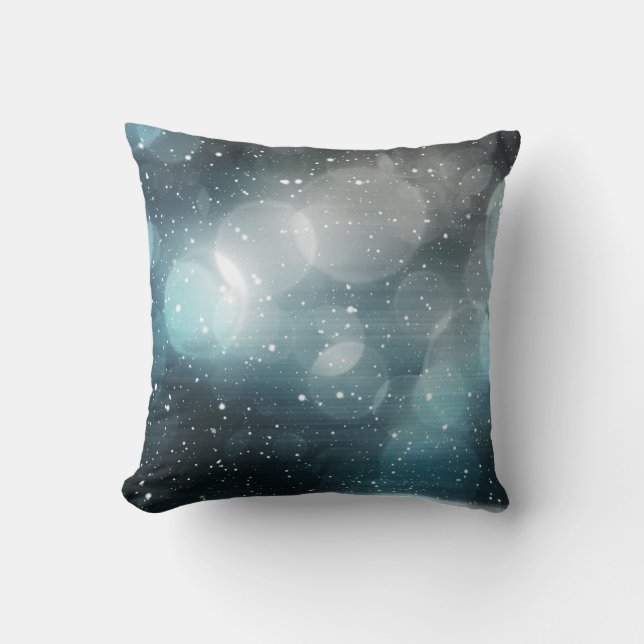 Decorative Snow Blue & White Ball Merry Christmas Throw Pillow (Front)