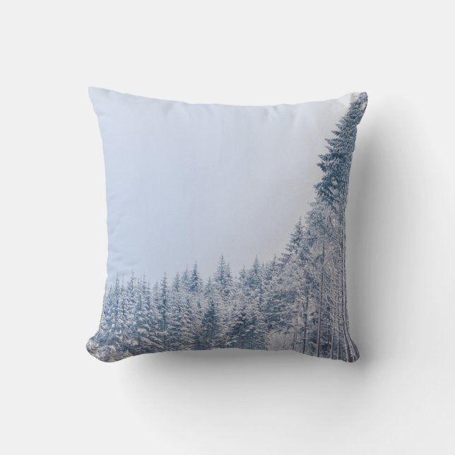 Decorative Snow Blue & White Ball Merry Christmas Throw Pillow (Front)