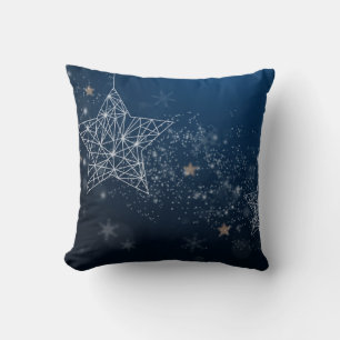 Decorative Snow Blue & White Ball Merry Christmas  Throw Pillow
