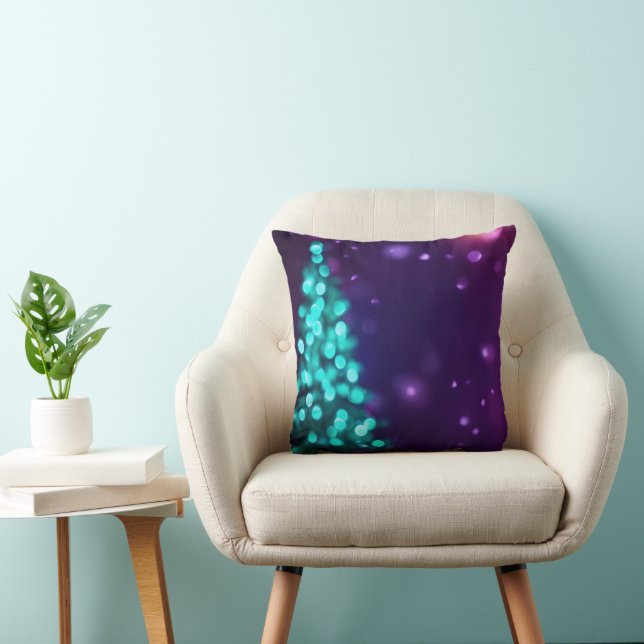 Decorative Snow Blue & White Ball Merry Christmas Throw Pillow (Chair)