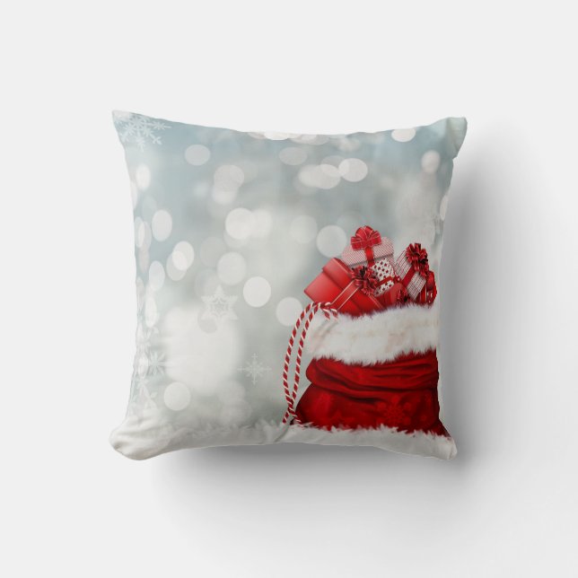 Decorative Snow Red Merry Christmas Gift Throw Pillow (Front)