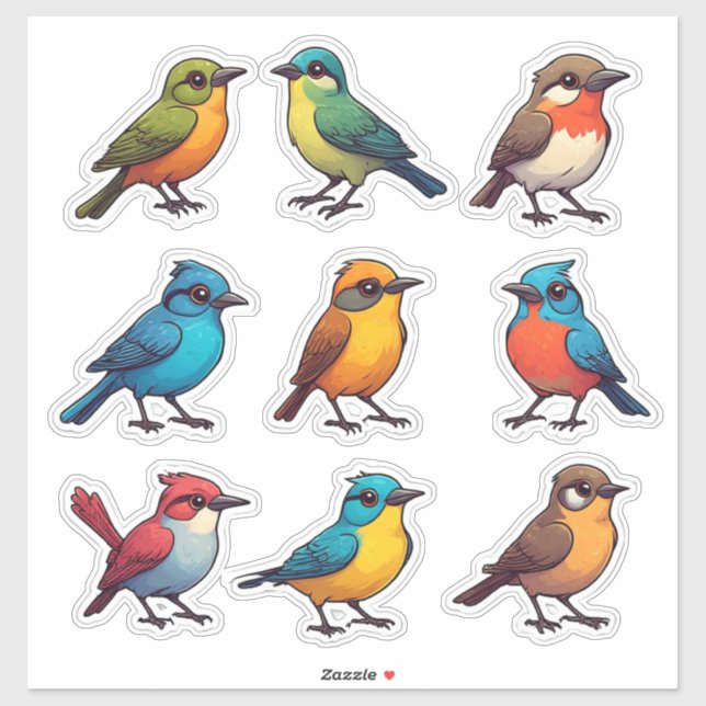 Decorative Songbird Sticker Set For Nature Lovers  (Sheet)