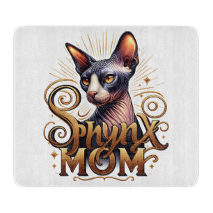 Decorative Sphynx Cat Mom Glass  Cutting Board
