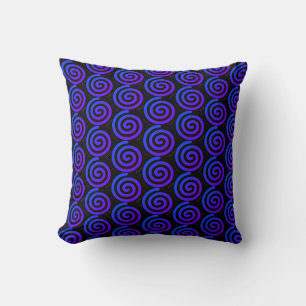 Decorative Spiral Blue Black Purple Accent Throw Pillow