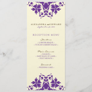 Decorative Stamp Wedding Reception Menu (purple) Invitation