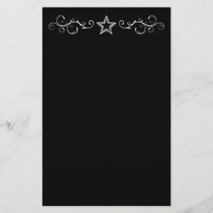 +{ Decorative Star }+ Black Stationery