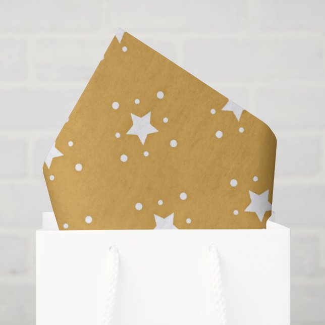 Decorative Stars on Gold Background Tissue Paper (Gift Bag)