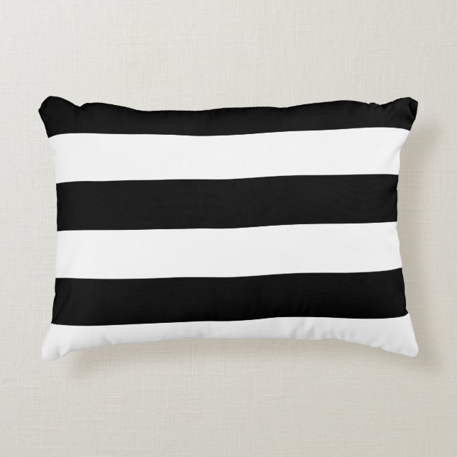 Decorative Striped Black & White Stripes Pattern Accent Pillow (Front)