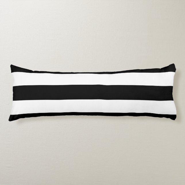 Decorative Striped Black & White Stripes Pattern Body Pillow (Front)