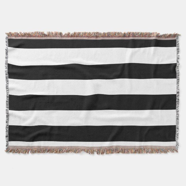 Decorative Striped Black & White Stripes Pattern Throw Blanket (Front)