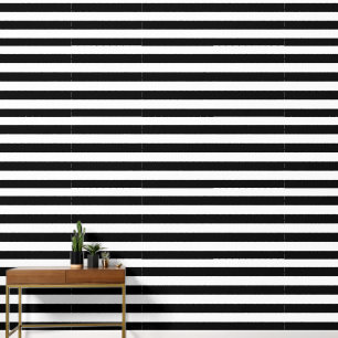 Decorative Striped Black & White Stripes Pattern Wallpaper
