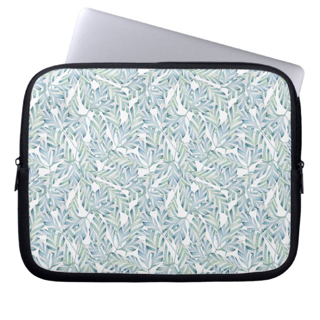 Decorative Striped Leaf Pattern Laptop Sleeve (Front)