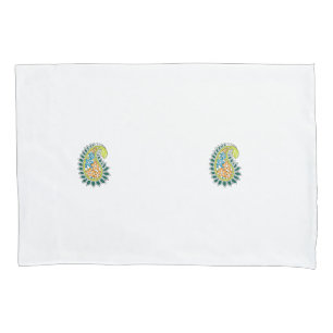 Decorative Style, Dark Blue Green, Wattle Pillowcase