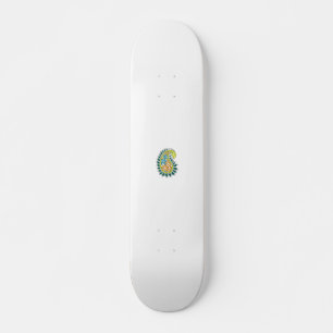 Decorative Style, Dark Blue Green, Wattle Skateboard