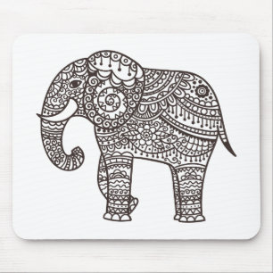 Decorative Style Elephant Mouse Pad