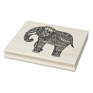 Decorative Style Elephant Rubber Stamp
