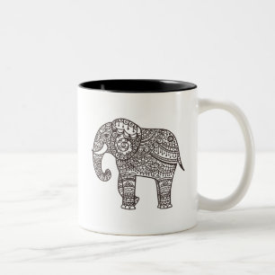 Decorative Style Elephant Two-Tone Coffee Mug