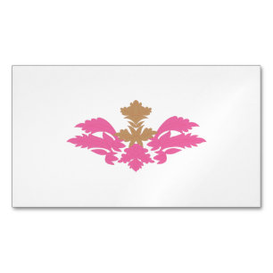 Decorative Style, Hot Pink, Antique Brass Magnetic Business Card