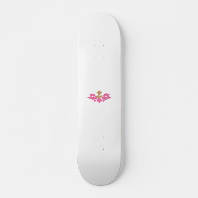 Decorative Style, Hot Pink, Antique Brass Skateboard (Front)