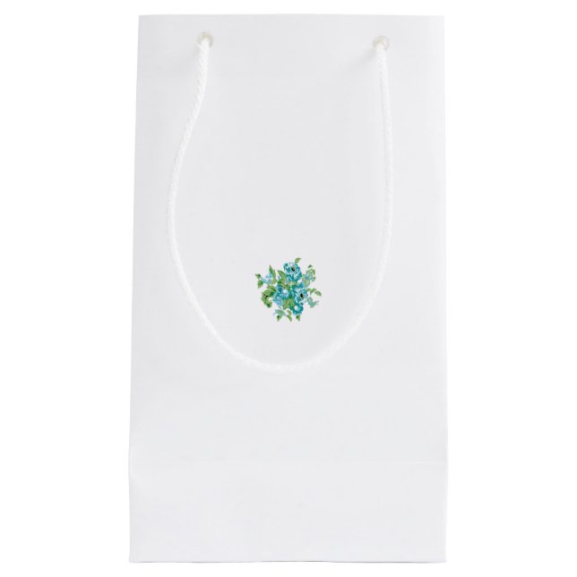 Decorative Style, Mint Cream, Fountain Blue, Teal. Small Gift Bag (Front)