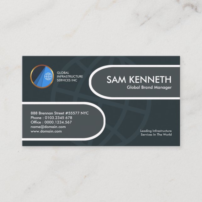 Decorative Stylish Tab Global Design Brand Manager Business Card (Front)