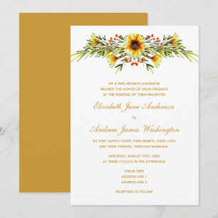 Decorative Summer Flowers Wedding Invitation