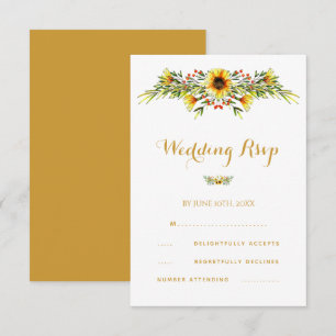 Decorative Summer Flowers Wedding RSVP Card