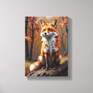 Decorative Table (Fall Fox) Canvas Print