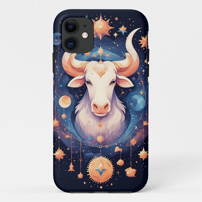 Decorative Taurus Zodiac Illustration Case-Mate iPhone Case (Back)