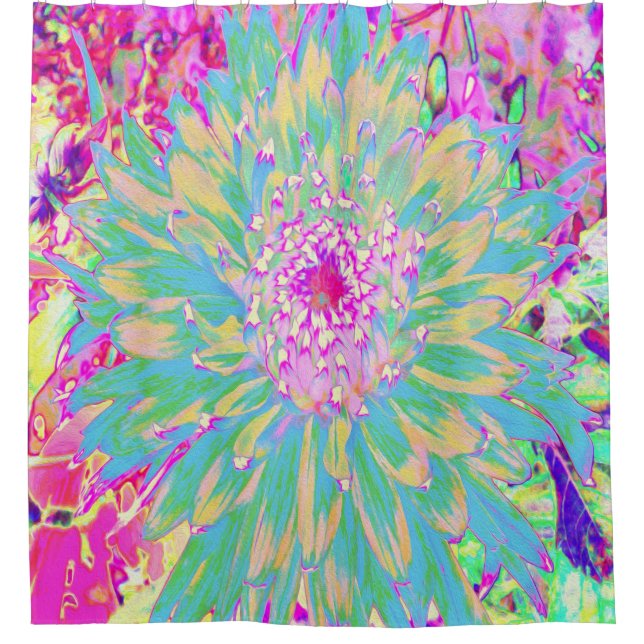 Decorative Teal Green and Hot Pink Dahlia Flower (Front)