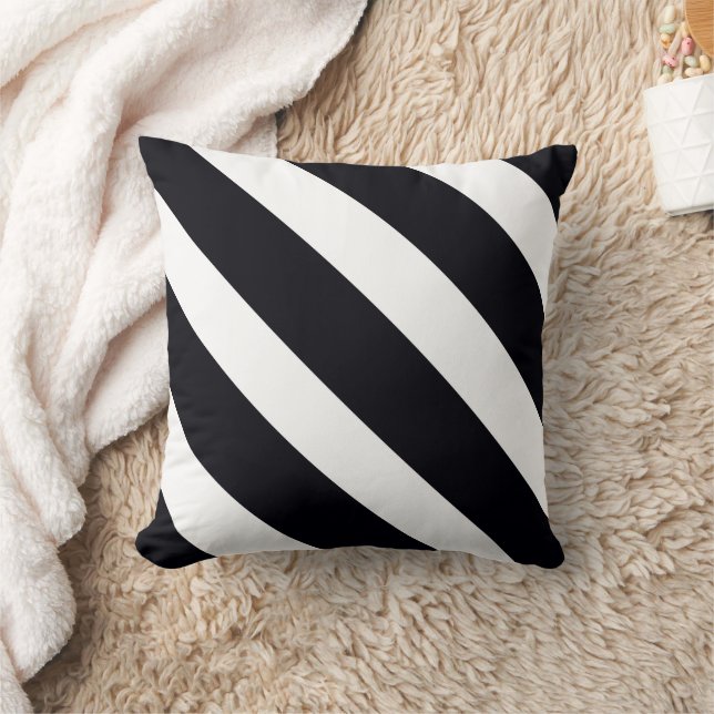 Decorative Throw Cushion Black & White Striped (Blanket)