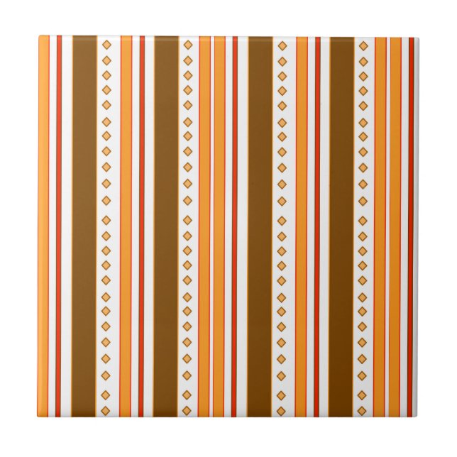 Decorative Tile Retro Orange Brown Pattern Print  (Front)
