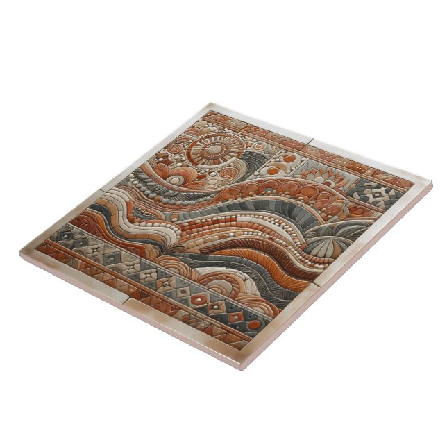 Decorative Tiles of Waves and Sun (Side)