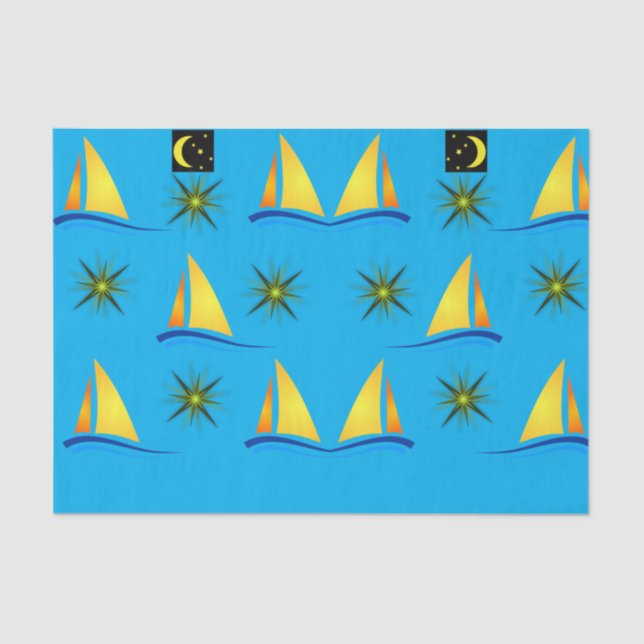 Decorative tissue paper sailboats yellow (Front)