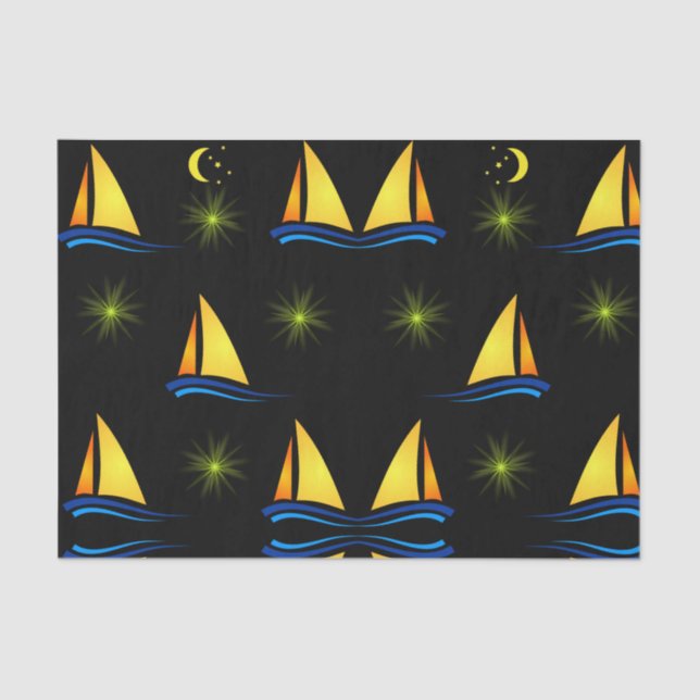 Decorative tissue paper sailboats yellow (Front)