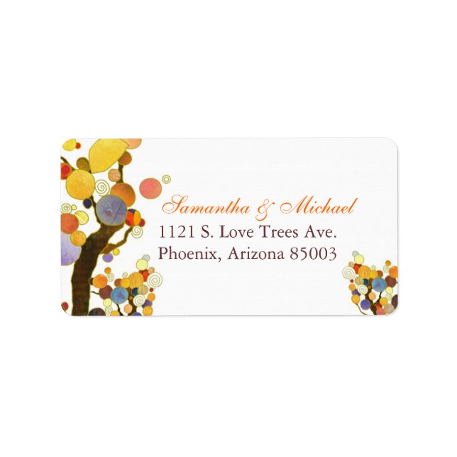 Decorative Trees Wedding Address Label (Front)
