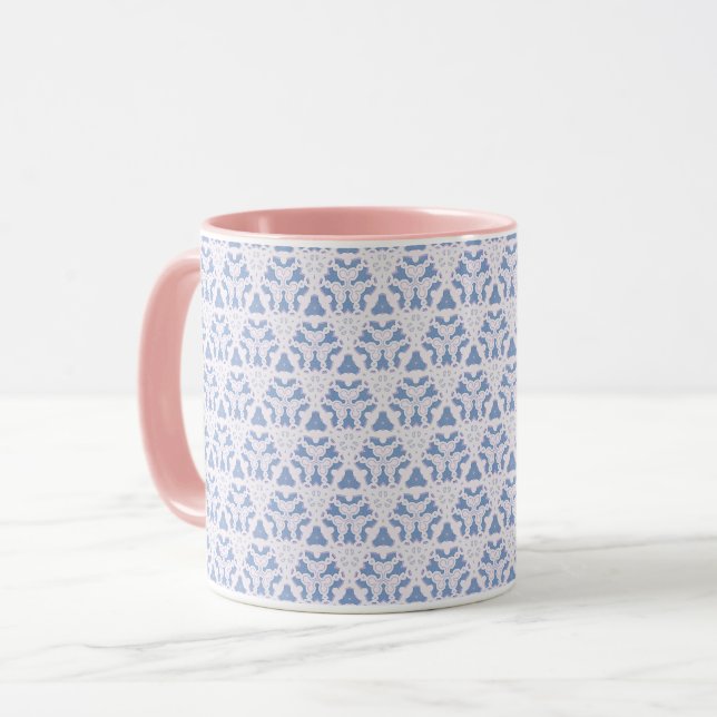 Decorative Triangles Blue White Mug (Front Left)
