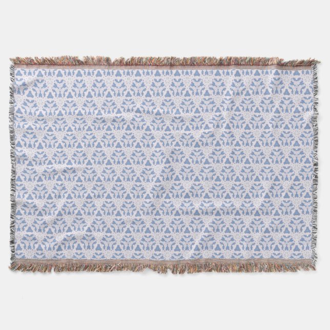 Decorative Triangles Blue White Throw Blanket (Front)