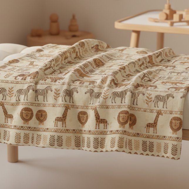 Decorative Tribal Border Safari ID1243 Fleece Blanket (Creator Uploaded)